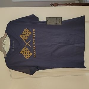 Harley-Davidson retro race flag vneck, shoet sleeve tee,NWT